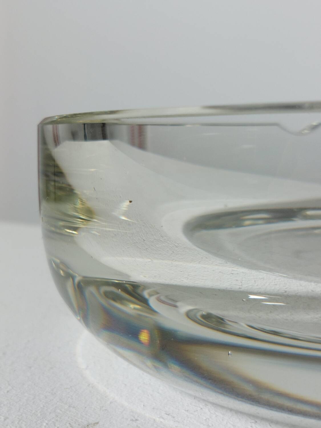 Vintage mid century hand cut crystal glass cigar ashtray