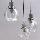 Murano glass and varnished metal 3-light pendant by Toni Zuccheri for Venini