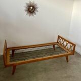 Old French design bed from the 50s daybed with vintage compass feet