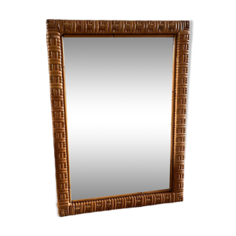 Vintage rattan woven mirror