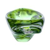 Green glass bowl, designed by J. Broz, Skrdlovice, Czechoslovakia, 1960s.