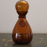Biot decanter in blown glass bubbled orange hue