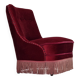 1960s, Danish armchair, original red furniture velour, beech wood legs.