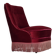 1960s, Danish armchair, original red furniture velour, beech wood legs.