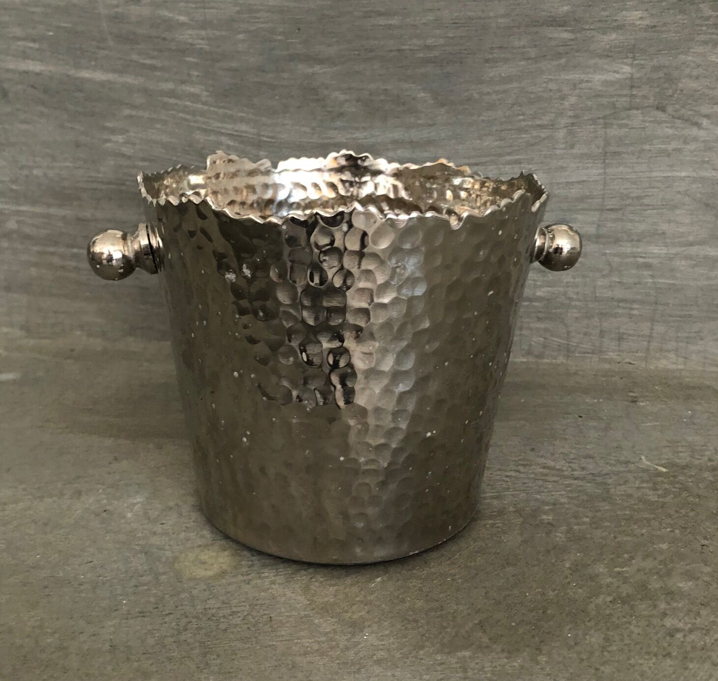 Hammered metal ice bucket