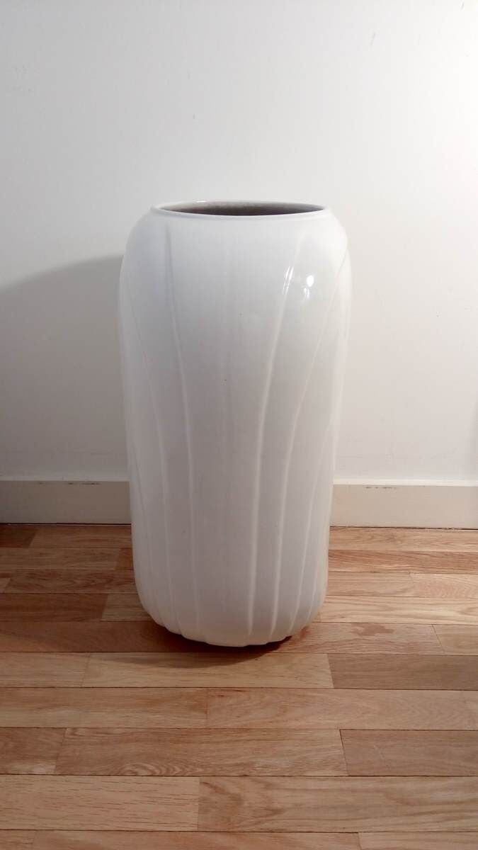 Monumental white ceramic vase West Germany 70s