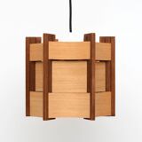 Danish wooden pendant lamp, 60’s