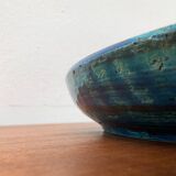 Large bowl in Rimini Blu pottery, mid-century by Aldo Londi for Bitossi.