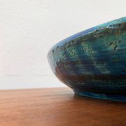 Large bowl in Rimini Blu pottery, mid-century by Aldo Londi for Bitossi.