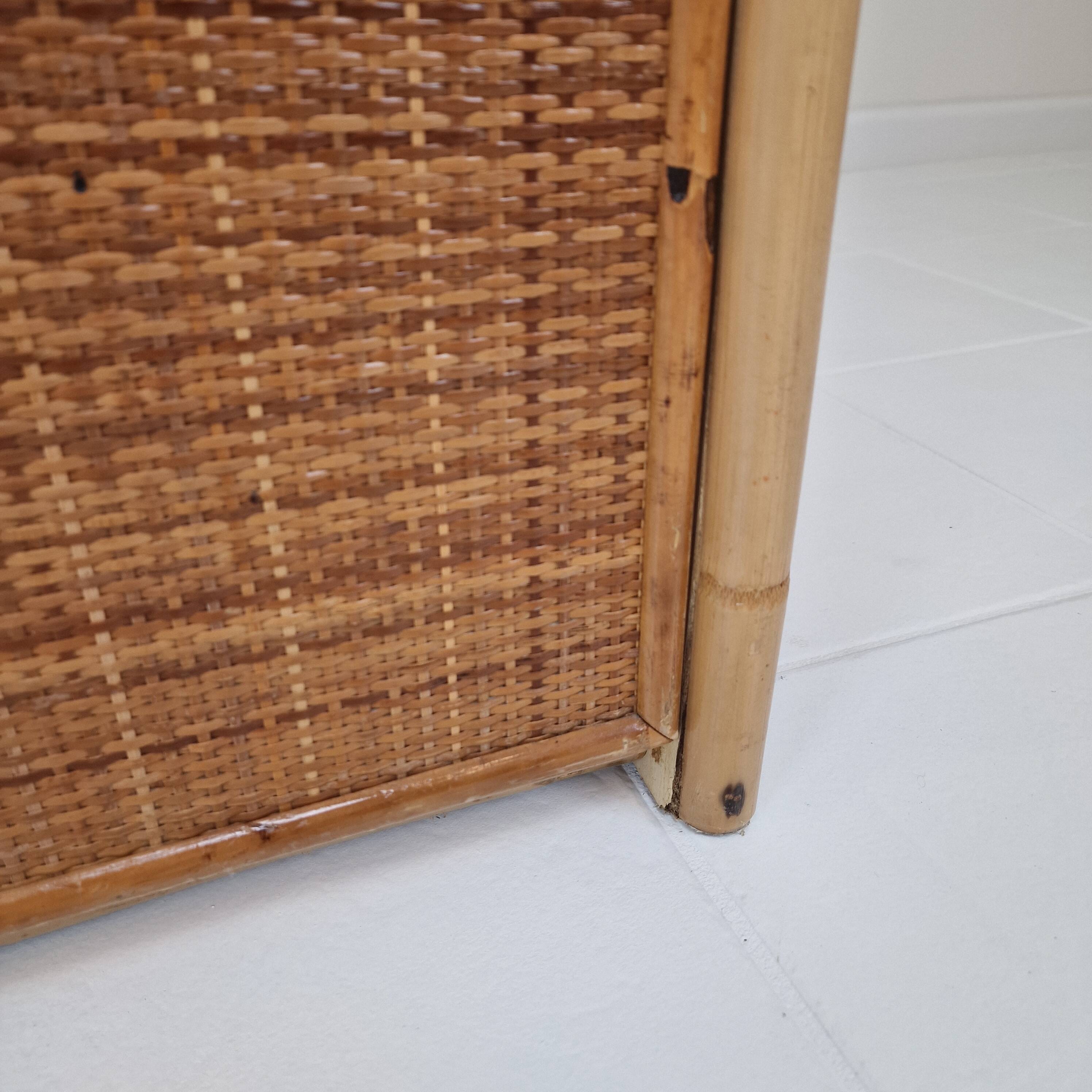 Italian Bamboo and Rattan Chest of Drawers or Credenza, 1980s