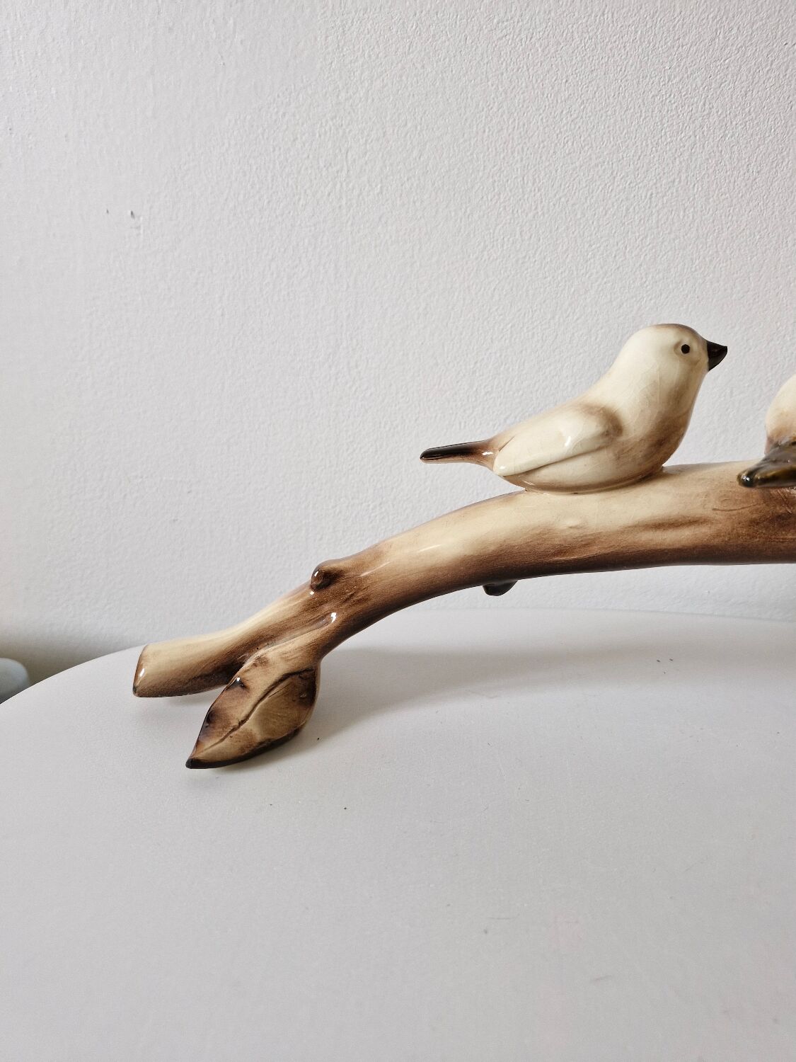 Faïence Art Déco oiseaux sur une branche 18x48 cm