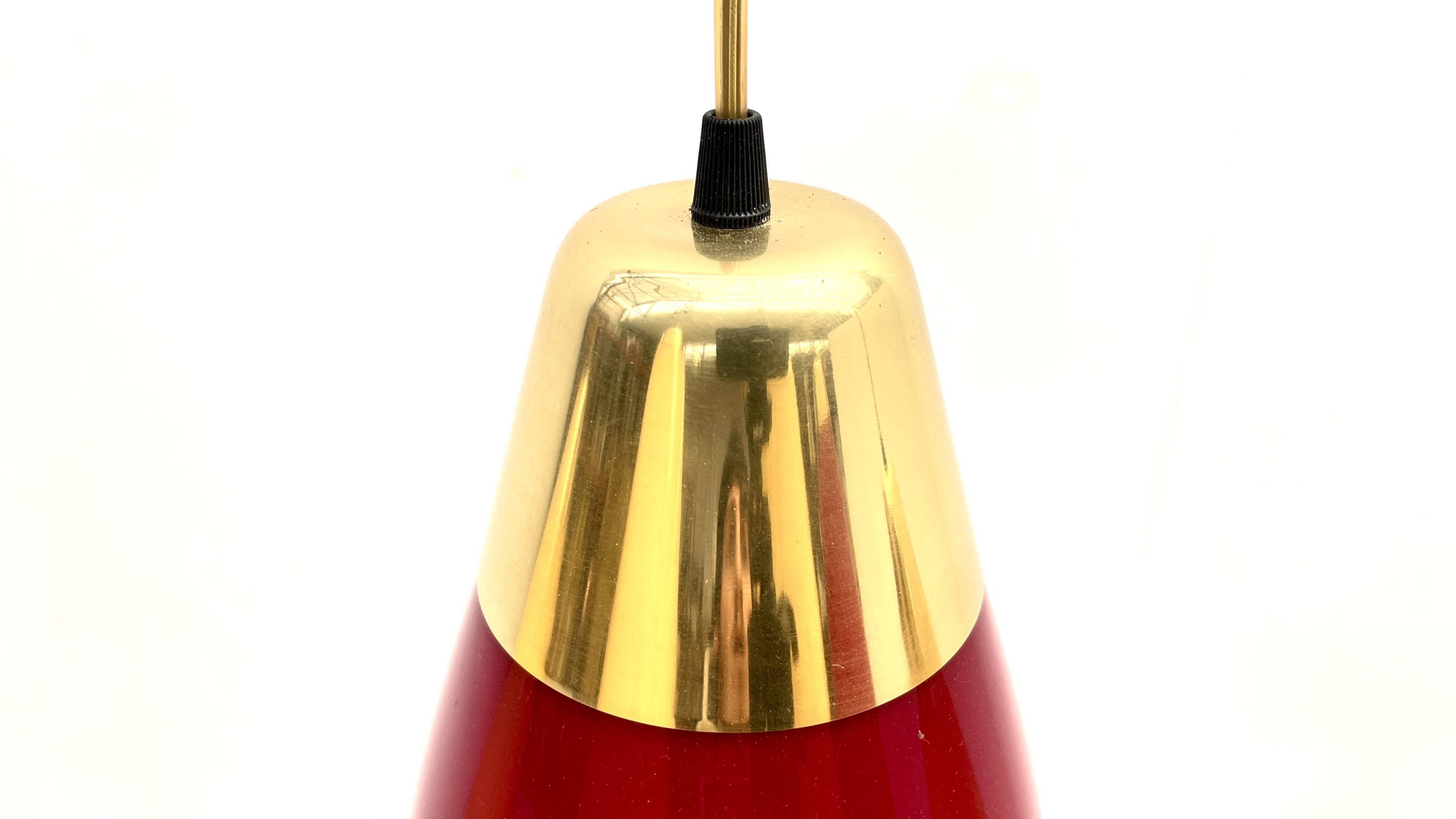 red and yellow murano glass pendants