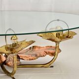 Sculptural coffee table with lighting by Henri Fernandez, France 70s