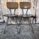 Pair of tublac chairs compass legs chrome metal formica wood vintage #a241