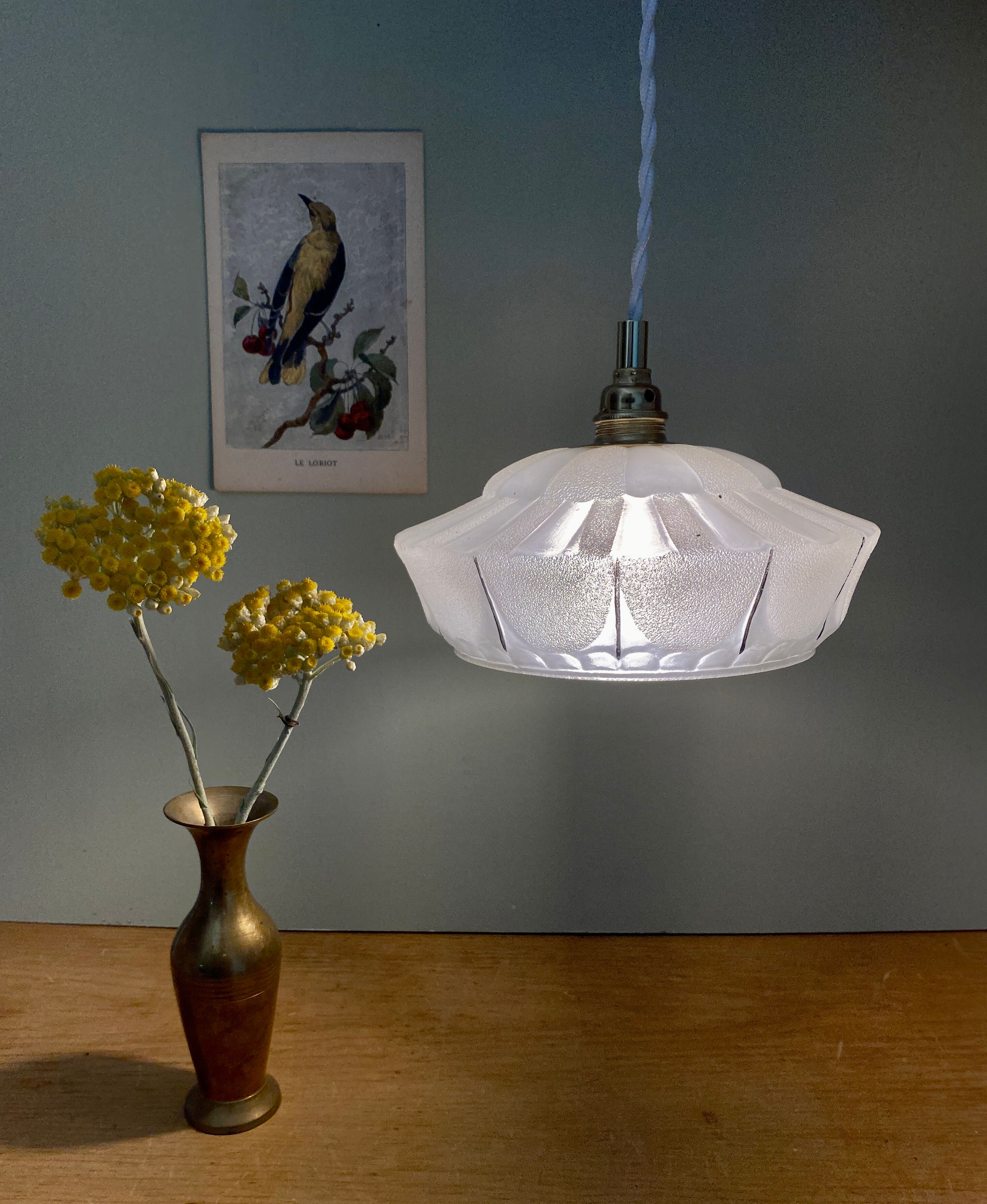 Suspension lamp vintage art deco glass