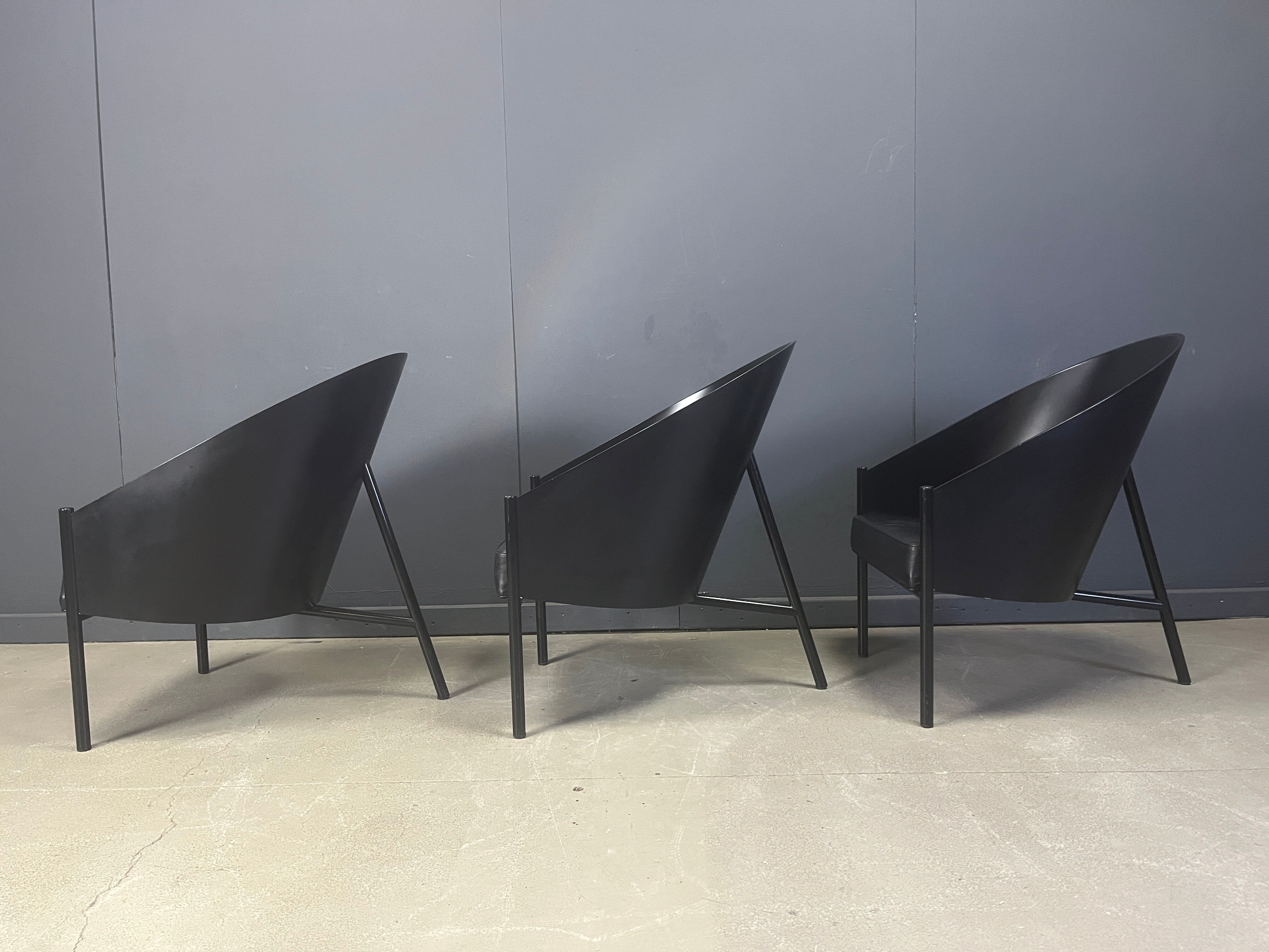 Ensemble de 3 chaises vintage Pratfall par Philippe Starck pour Driade, 1982