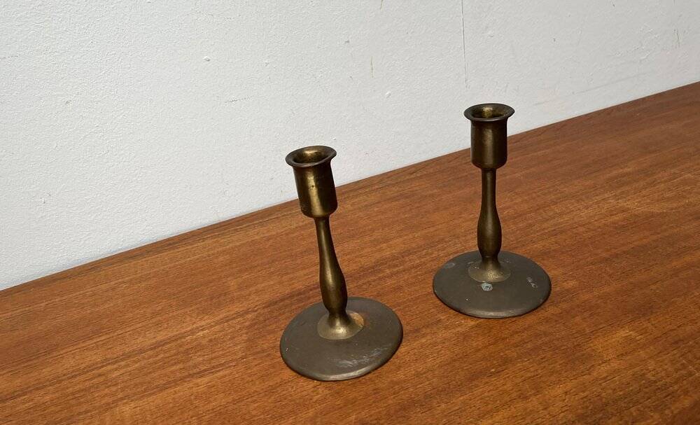 Porte-bougies en métal du milieu du siècle, années 1960, lot de 2