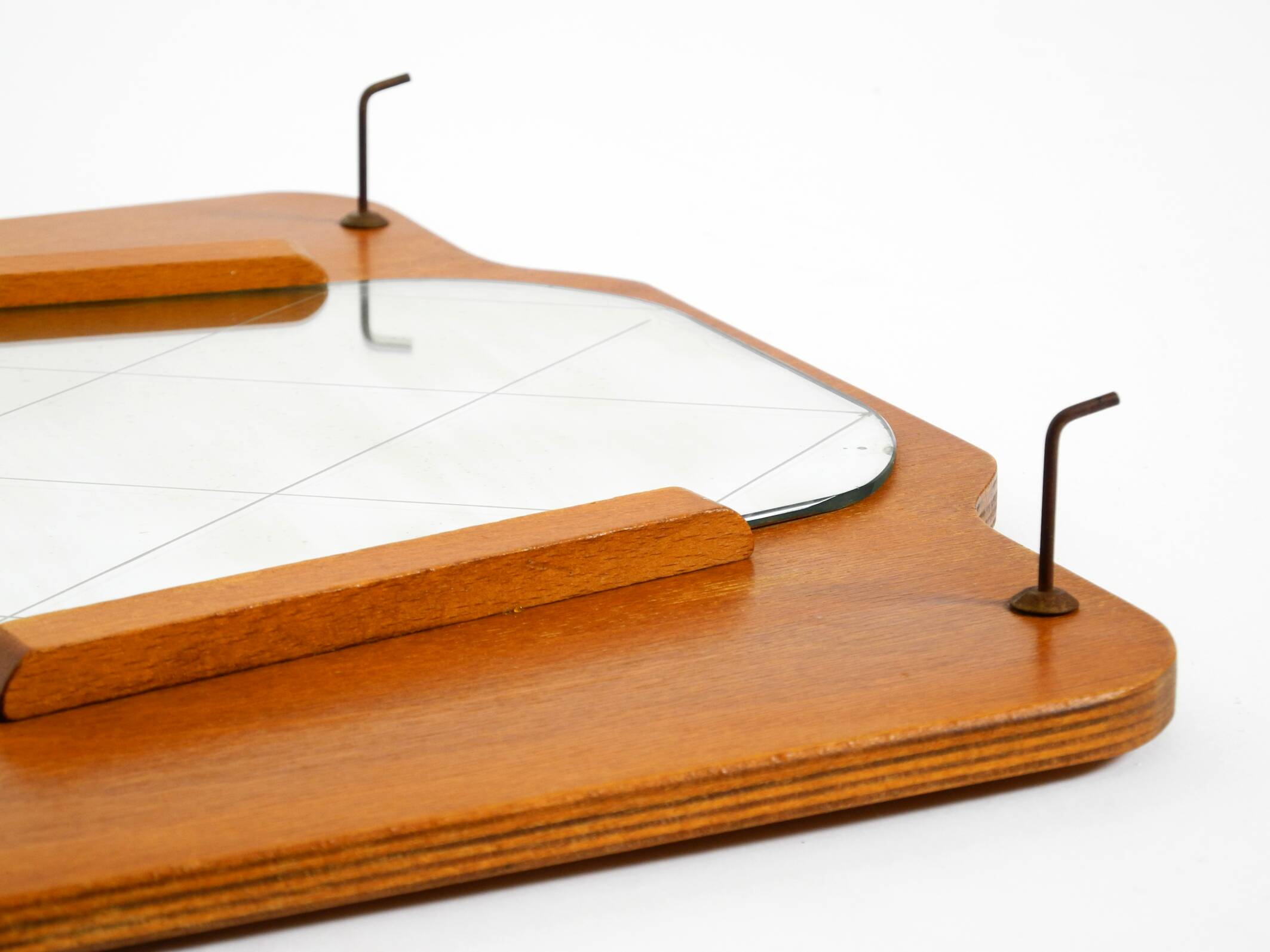 1930s Wall Mirror, Teak and Plywood, Abstract Design, Germany