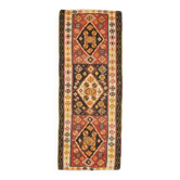 tapis de Couloir en laine et coton fait main Oushak turc des années 1970, rouge, 127x321.
