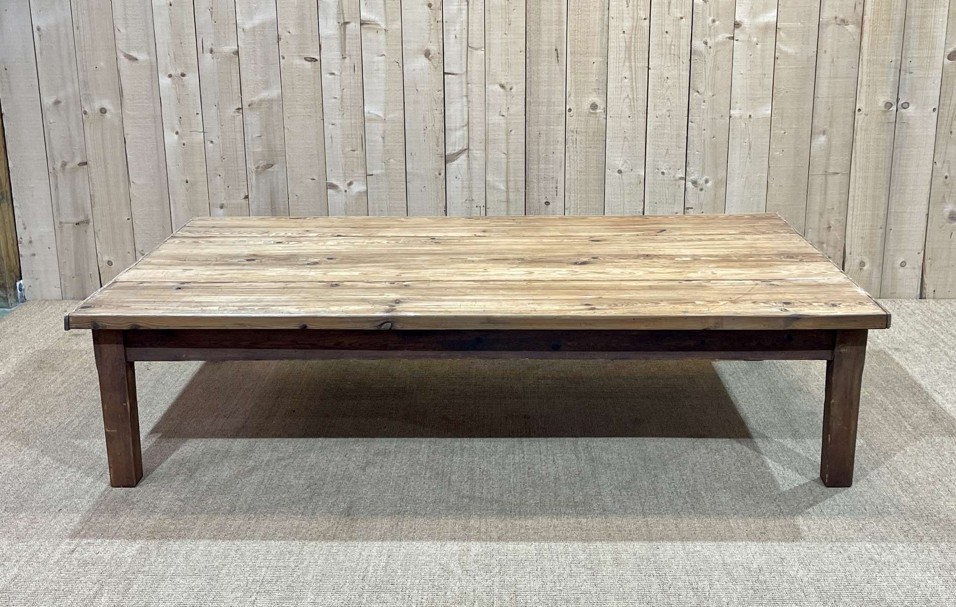 Large 1930s pitch pine coffee table
