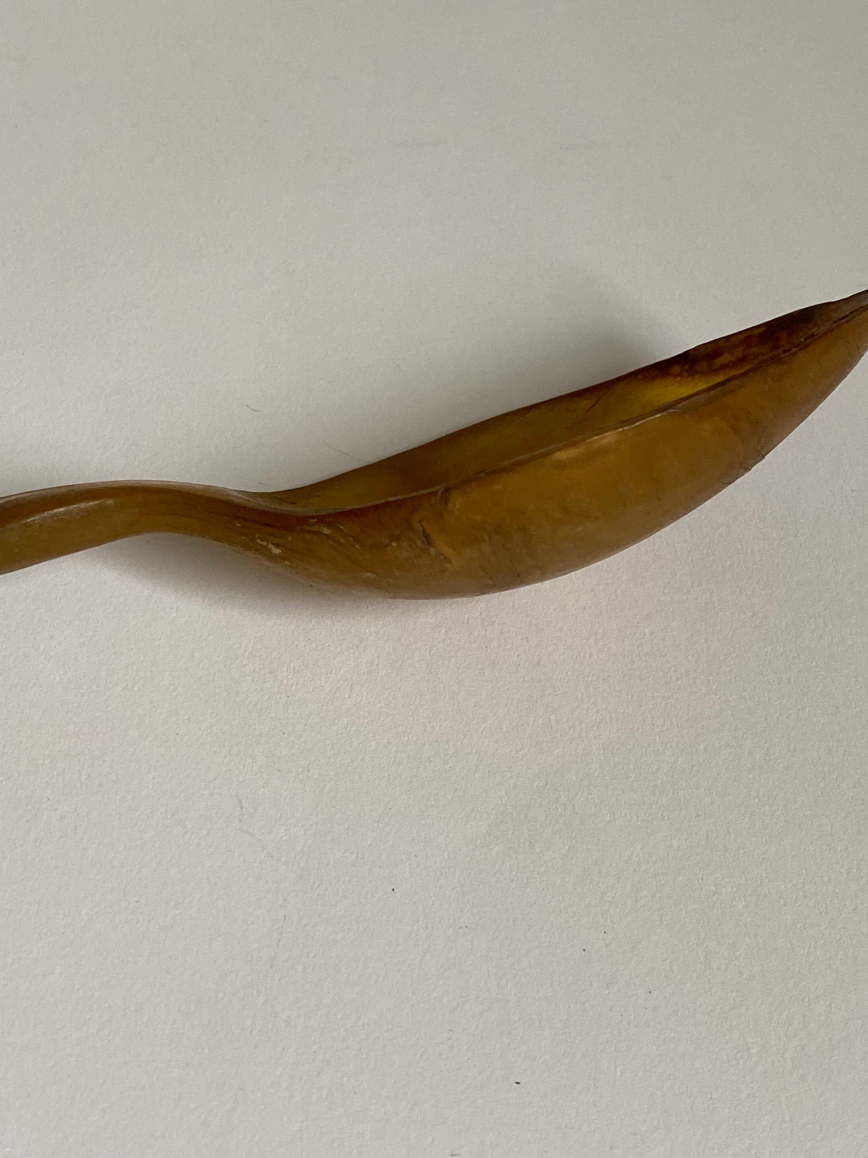 Cuillère en corne et métal argenté
