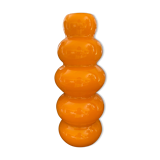 Vase bubble caterpillar orange glass double years 60 70