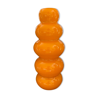 Vase bubble caterpillar orange glass double years 60 70