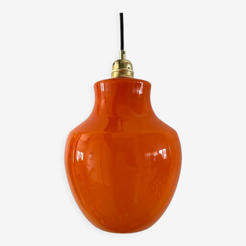 Vintage electrified orange suspension lamp with new
