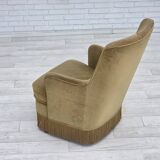 1970s, Danish highback back armchair, light green furniture velour.