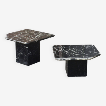 Paire de tables d'appoint en marbre noir Marquinia, Italie 1980s