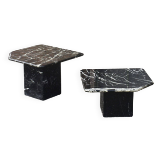 Pair of Marquinia black marble side tables, Italy 1980s