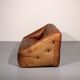 Rare 1970s Italian brutalist leather loveseat – sculptural two-seater