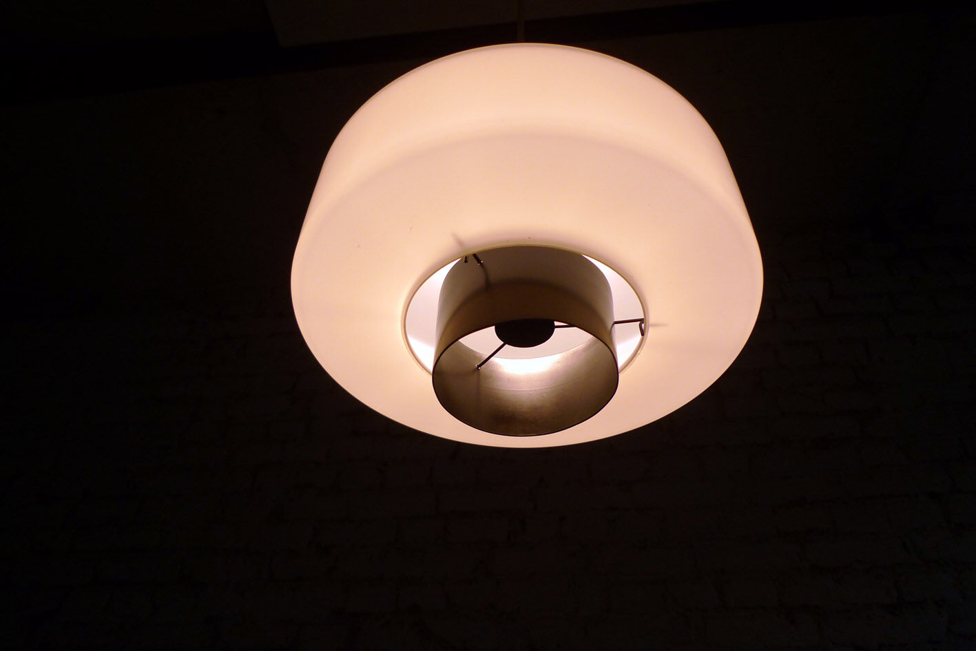 Metal and opaline pendant light, 1950