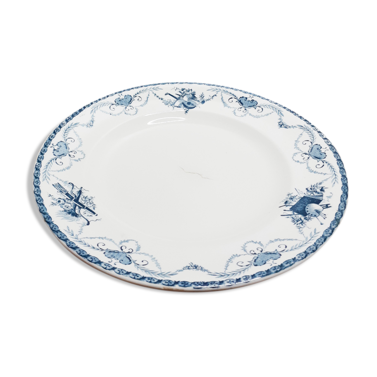 Longwy iron earth flat plate, blue Lavoisier model