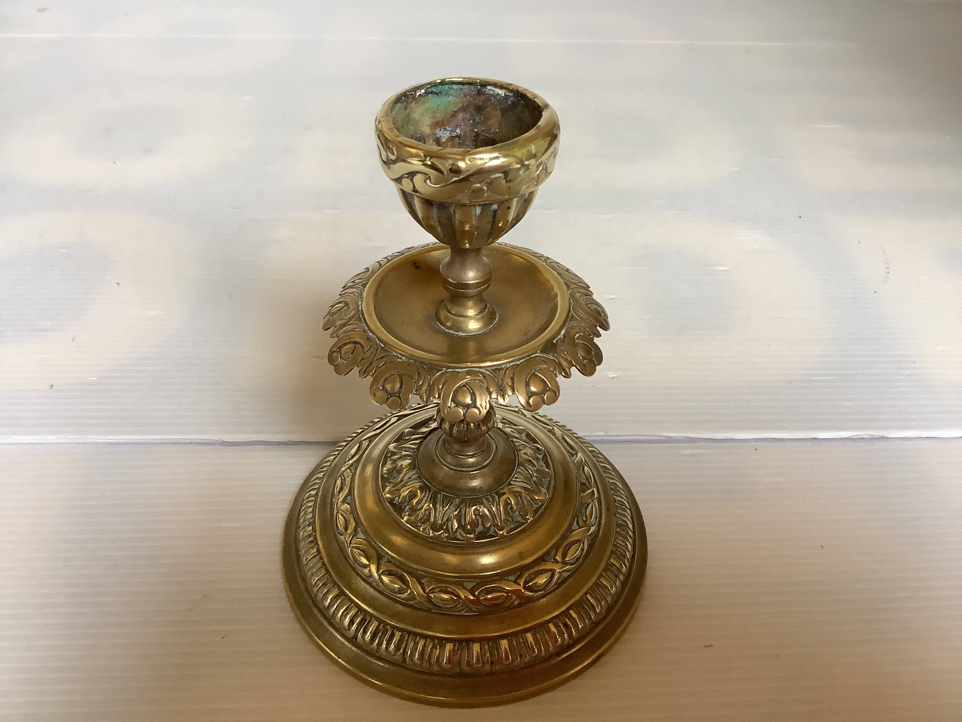 Worked brass candlestick