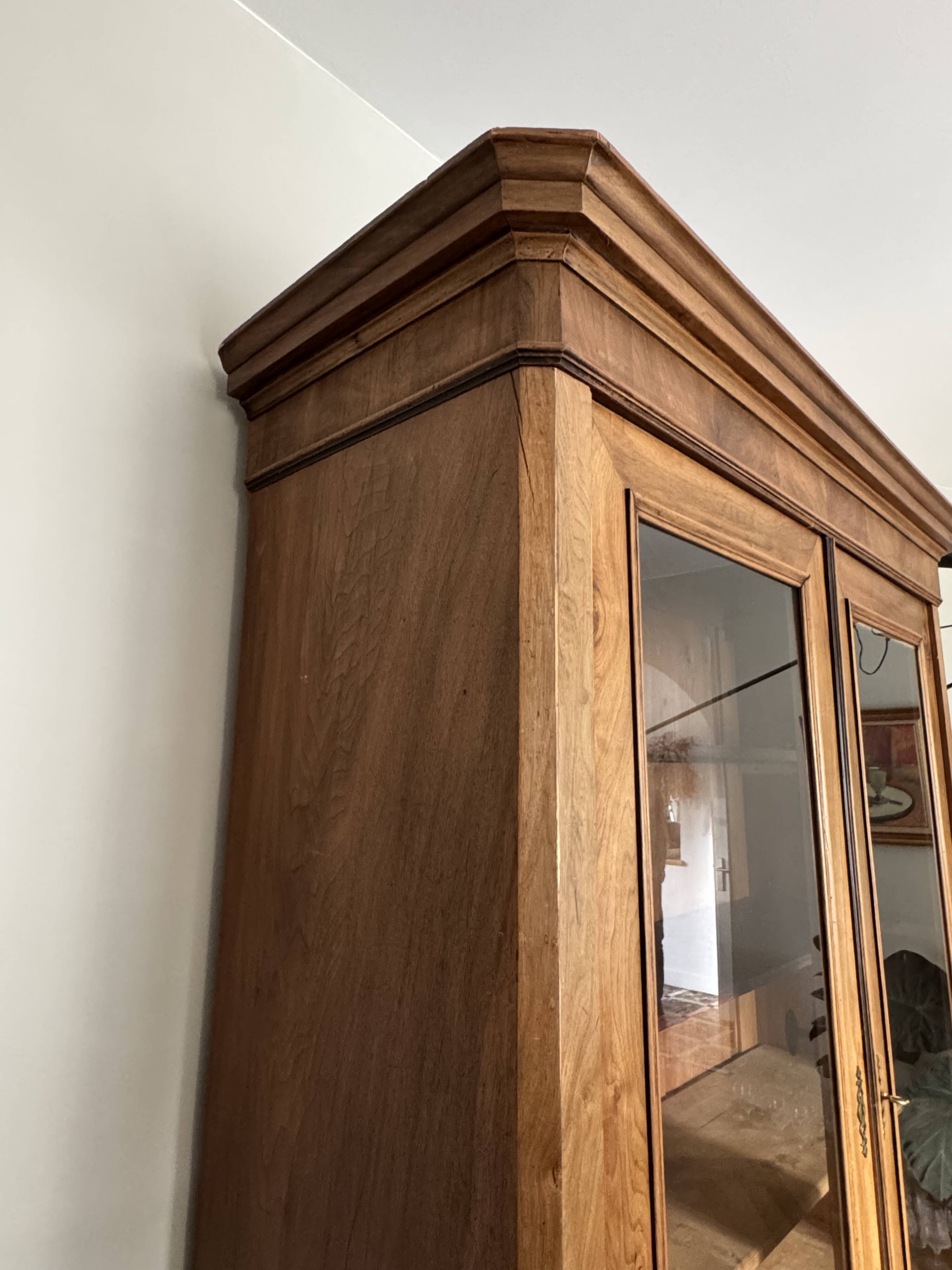 American walnut glass cabinet/bookcase