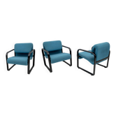 Fauteuils italiens post-modernes en tissu et métal, signés Arflex, années 70