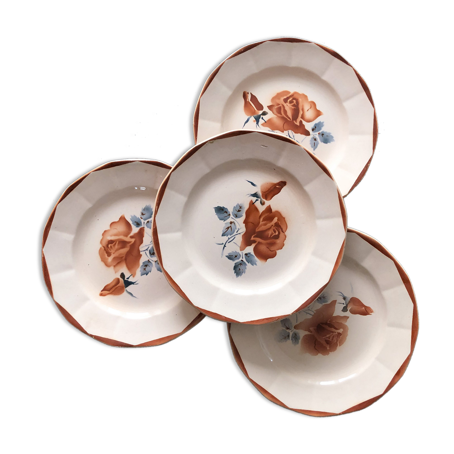 Set of 4 dessert plates Digoin Sarreguemines