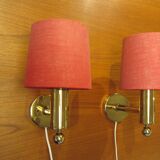 Pair of golden Scandinavian wall lights by Bergboms