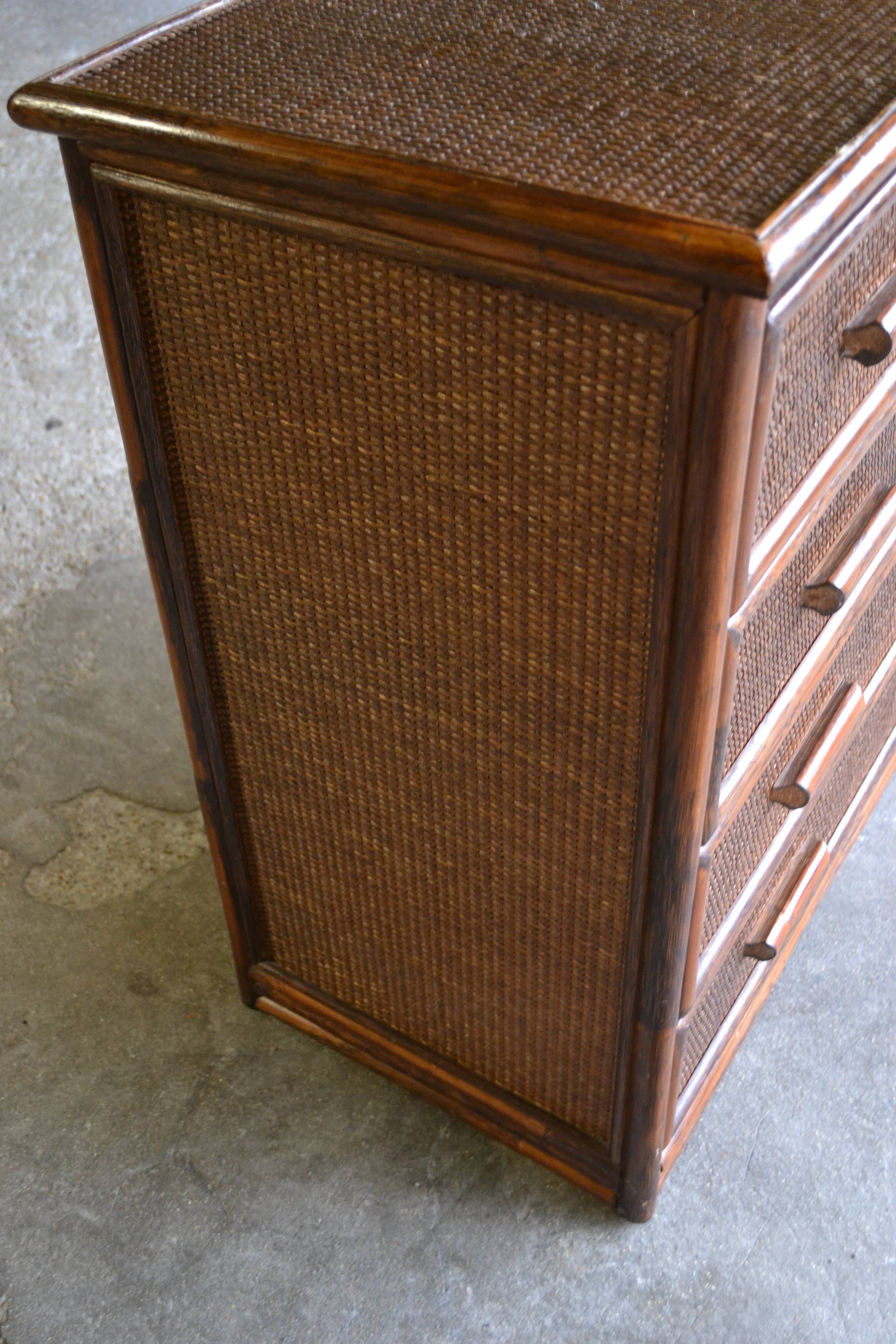 commode rotin et bambou années 70