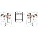 Set of 3 contemporary bar stools in natural brown leather and black rubber.