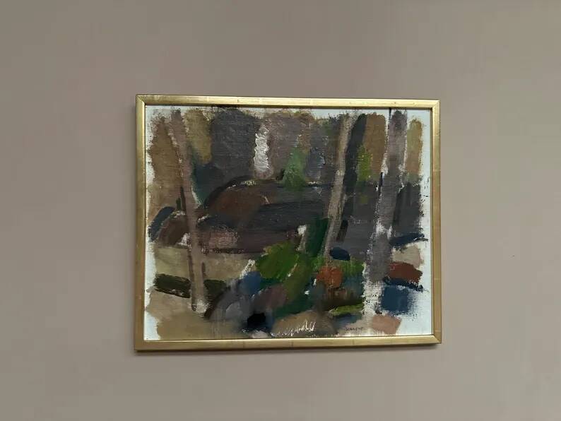 Swedish Oil on Panel“Composition” by Nils Folke Knafve –Vintage & Framed
