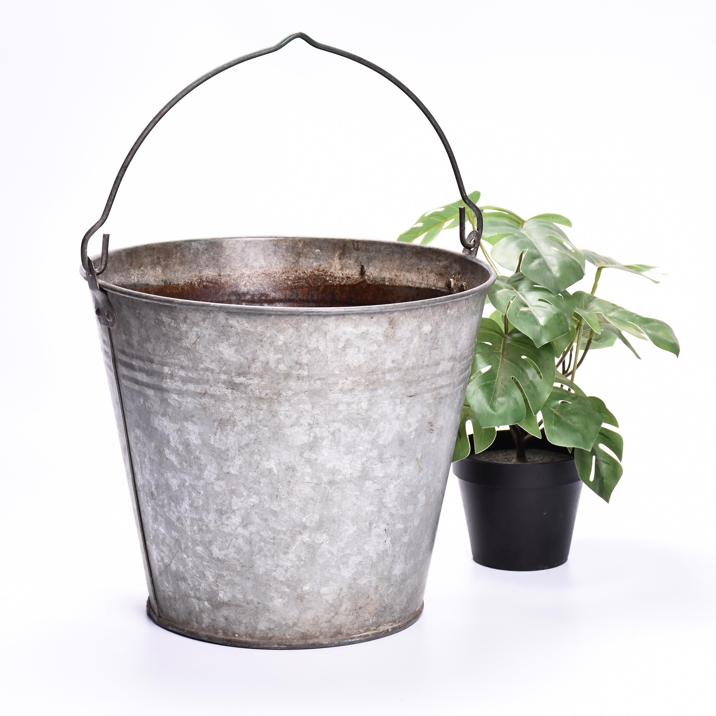 Vintage zinc bucket  zinc flower pot