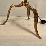 Vintage gilded brass tripod floor lamp