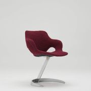 Sculptural "Scimitar" dining set in burgundy bouclé - Boris Tabacoff
