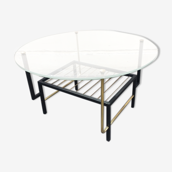 Table basse ronde, plateau en verre, 1960