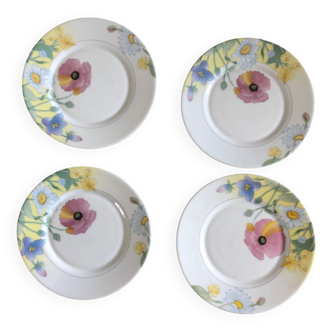 Arcopal dessert plates with spring flowers, poppies, daisies patterns