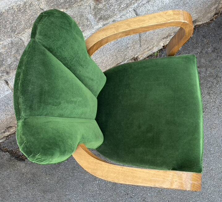 Pair of vintage studded velvet bridge chairs, 1950s
