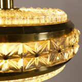 Vitrika 'Prizmpendel' brass and pressed glass pendant lamp