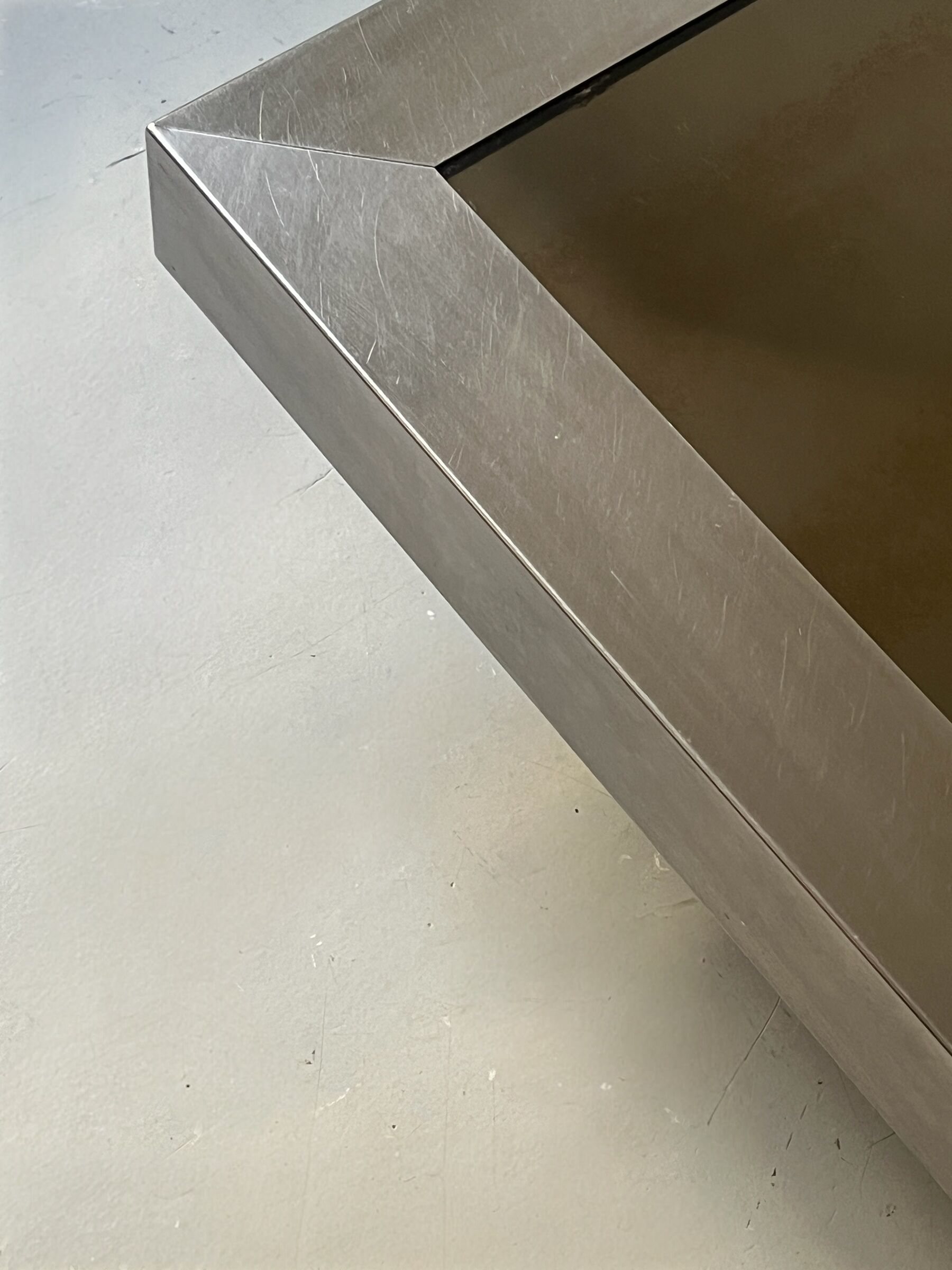 Rectangular black metal & smoked glass coffee table by Willy Rizzo, 1970.